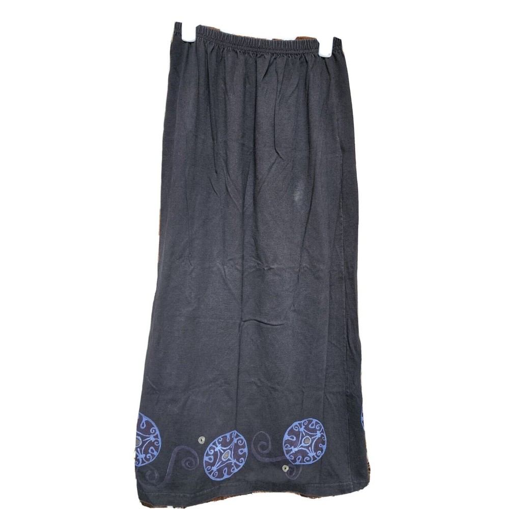 Blue Fish Skirt Size 1/ US 16 Hand Painted Blue Gray Vintage Elastic waist